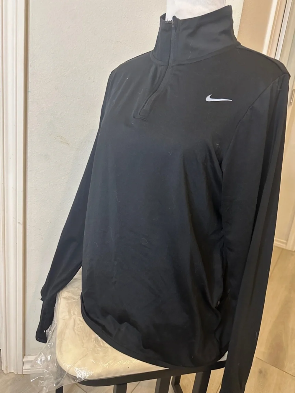 Nike Women's Black Quarter-Zip Long Sleeve Performance Top